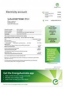 Energy Australia Electricity Bill PSD