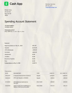 Cash App Bank Statement PSD Template
