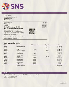 Netherlands SNS Bank Statement PSD Template