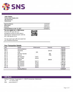Netherlands SNS Bank Statement PSD Template