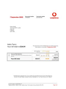 Vodafone Phone Mobile Bill UK PSD Template Download