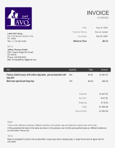 Proof of Fulfillment Editable Invoice PSD Template