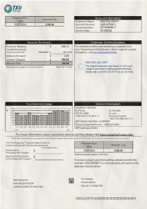 Texas TXU  Energy Bill PSD Template Download