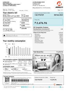 Philippines Meralco electricity Utility Bill PSD Template