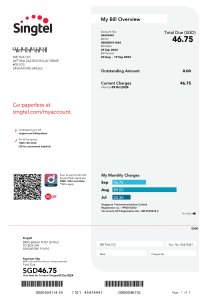 Singapore Singtel Utility Bill PSD Template Download